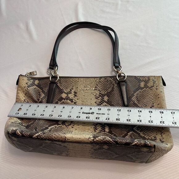 Coach Snake Print Shoulder Bag - Black and Tan - Picture 5 of 12